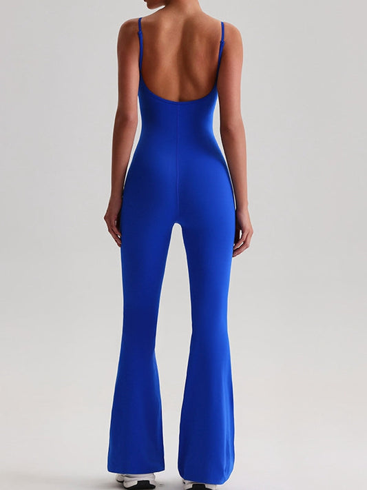 BUYCO Female U Collar Backless Flare Jumpsuits