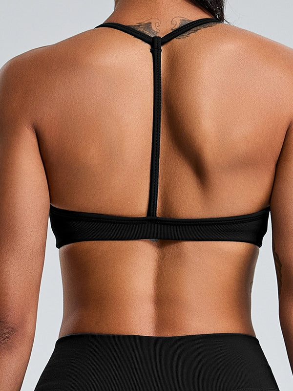 BUYCO Female Ribbed Backless Seamless Sports Bras