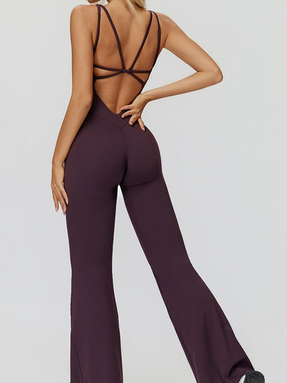 BUYCO Female Cross Back Flare Jumpsuit