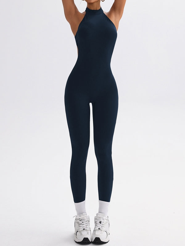 BUYCO Female Backless Halter Deep V Back Jumpsuit