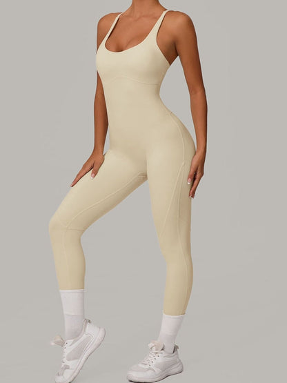 BUYCO Female Fitted Cross Back Push-Up Jumpsuit