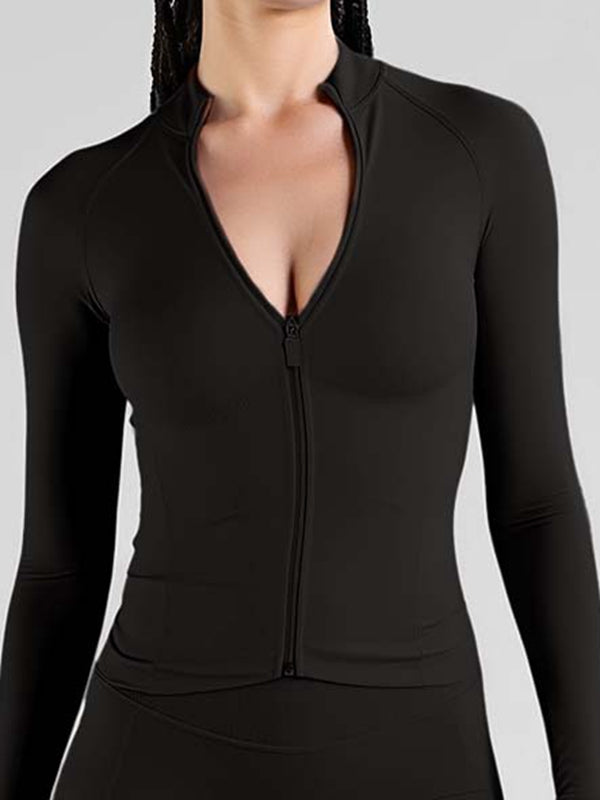 BUYCO Female Basic Zipper Stand Collar Jacket