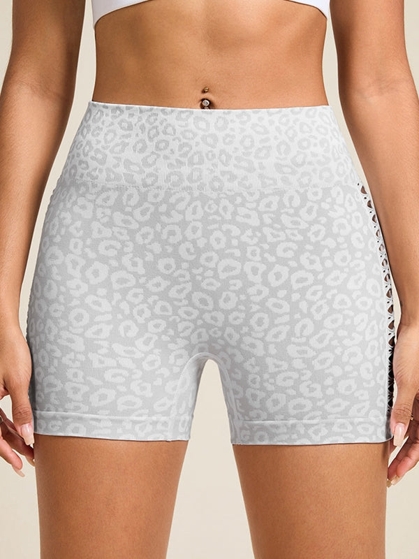 BUYCO Female Leopard Print Hollow Out Modern Fit Shorts