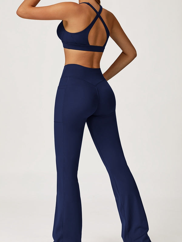 BUYCO Female V Collar Cross Back V shape-waist Flare Tracksuit