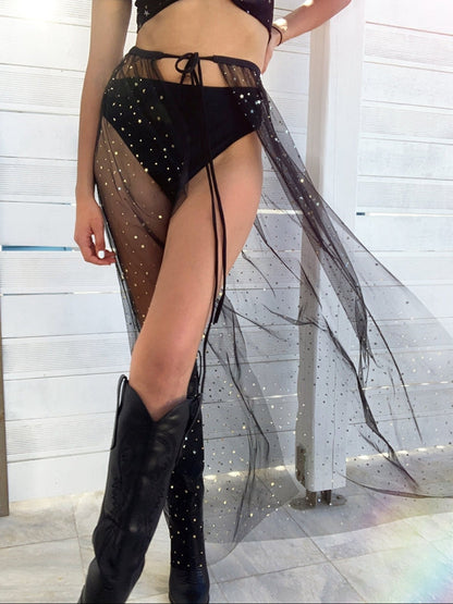 BUYCO Female Fitted Shiny Mesh Without Bikini Set Cover Up