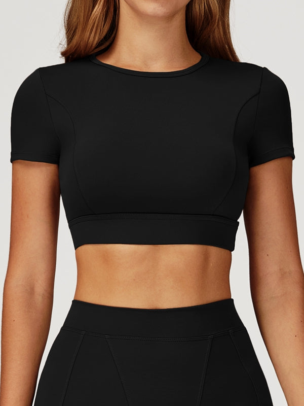 BUYCO Female Round Collar Cropped Short Sleeves