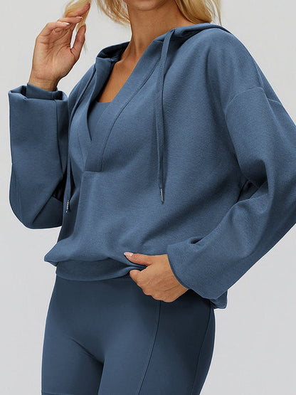 BUYCO Feamle V Collar Fleece Hoodie