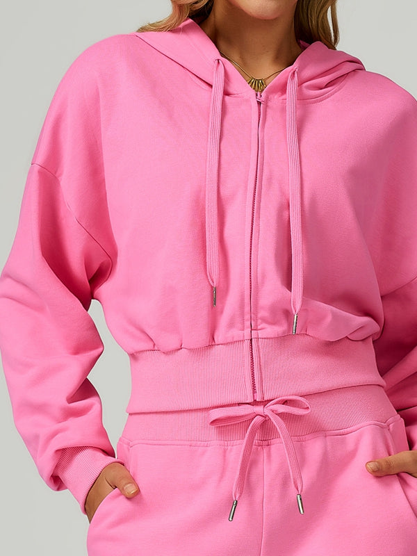 BUYCO Female Feleece Pocket Casual Zipper Hoodie