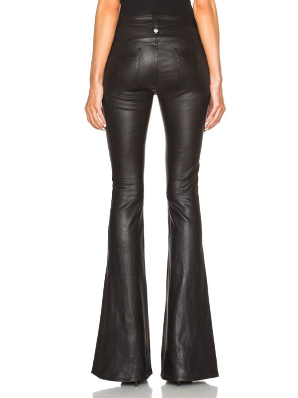 BUYCO Female Faux Leather Zipper Lace-up Flare Leggings