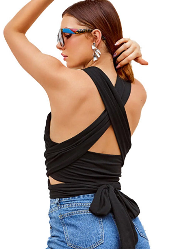BUYCO Female Cross Back Bow-knot Sports Bras
