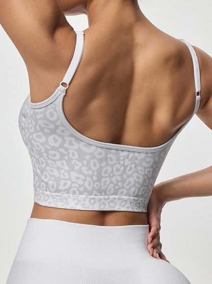 BUYCO Female Backless Leopard Print Sports Bras