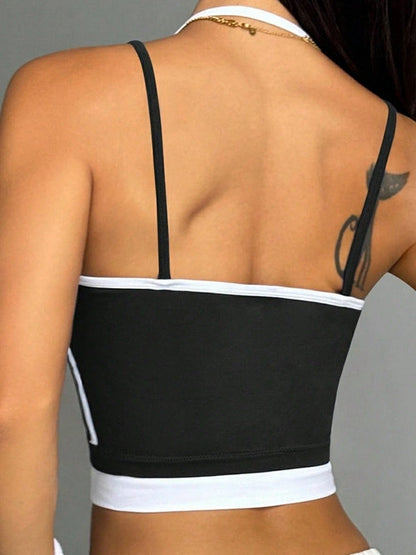 BUYCO Female Contrast Color Stripes Backless Tank