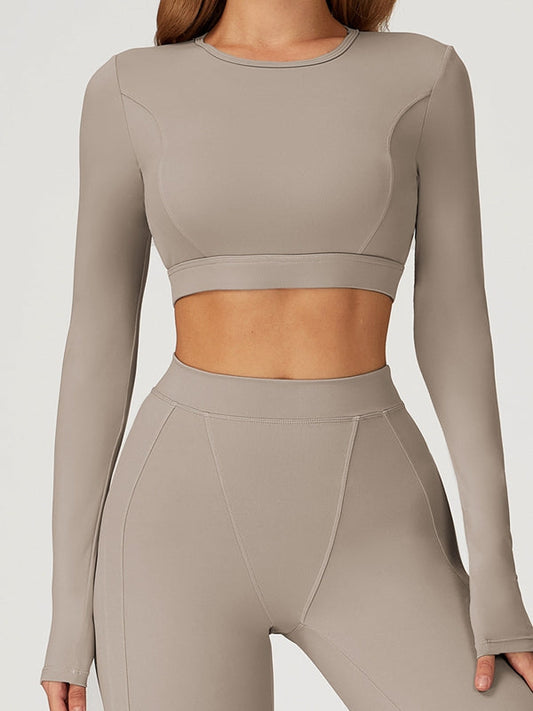 BUYCO Female Round Collar Cropped Long Sleeves
