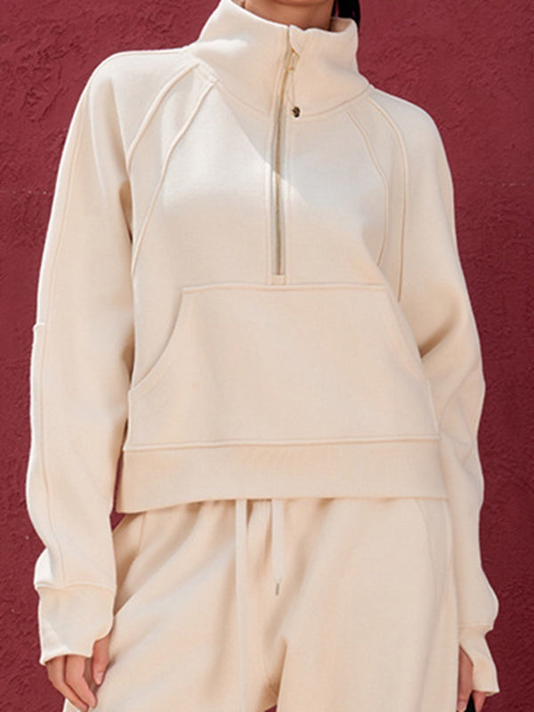 BUYCO Female Pocket Zipper Casual Hoodie