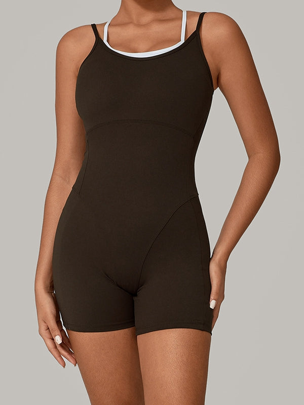 BUYCO Female Contrast Color Cross Back Push-Up Romper