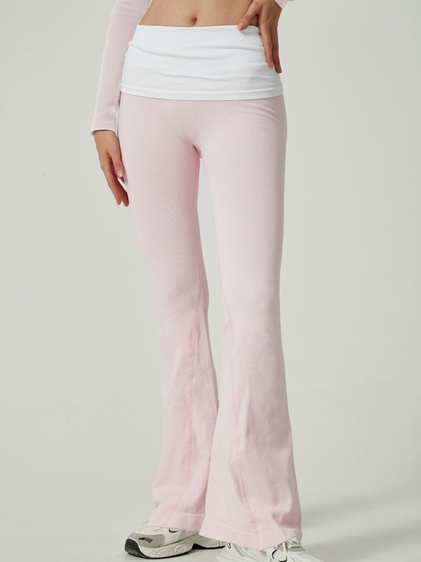BUYCO Female Contrast Color Flare High-rise Leggings