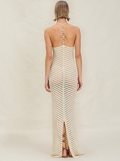 BUYCO Female Fitted Fishnet Backless Cover-up Without Bikini