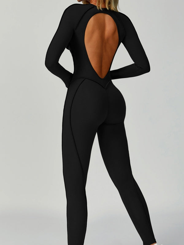 BUYCO Female Heart Backless Long Sleeves Jumpsuit