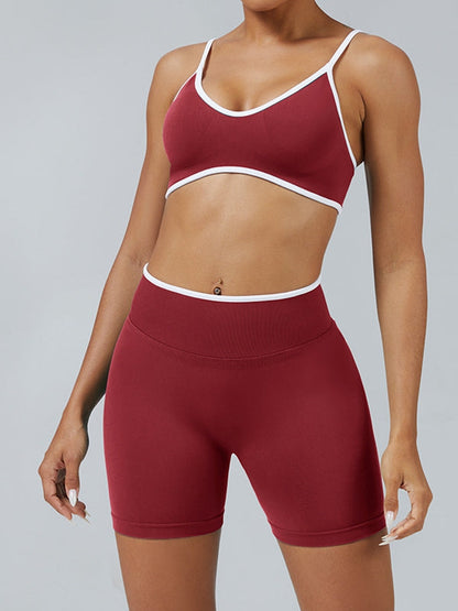 BUYCO Female Stripes Seamless High-rise Short Tracksuit