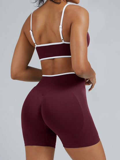 BUYCO Female Stripes Seamless High-rise Short Tracksuit