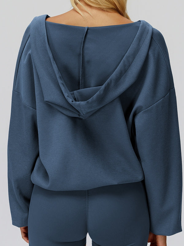 BUYCO Feamle V Collar Fleece Hoodie
