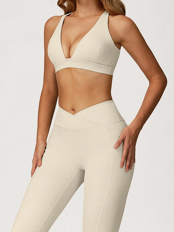 BUYCO Female V Collar Cross Back V shape-waist Tracksuit