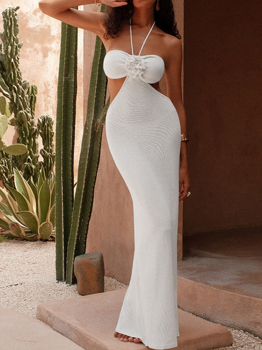 BUYCO Female Fitted Backless Without Bikini Set Cover Up Dress