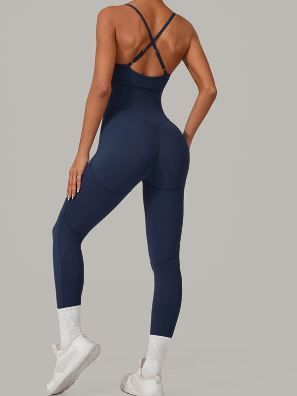 BUYCO Female Fitted Cross Back Push-Up Jumpsuit