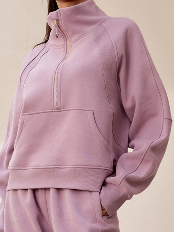 BUYCO Female Pocket Zipper Casual Hoodie