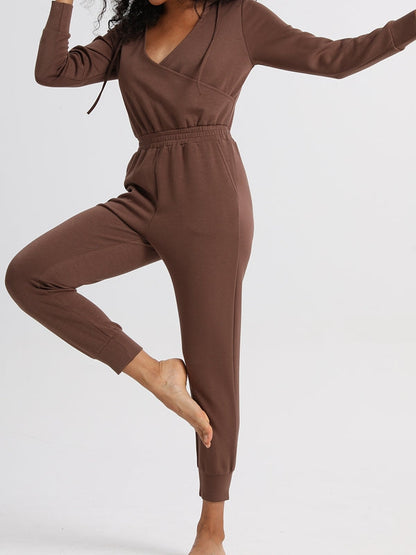 BUYCO Female Fitted Pocket Zipper With Hat Casual Jumpsuit