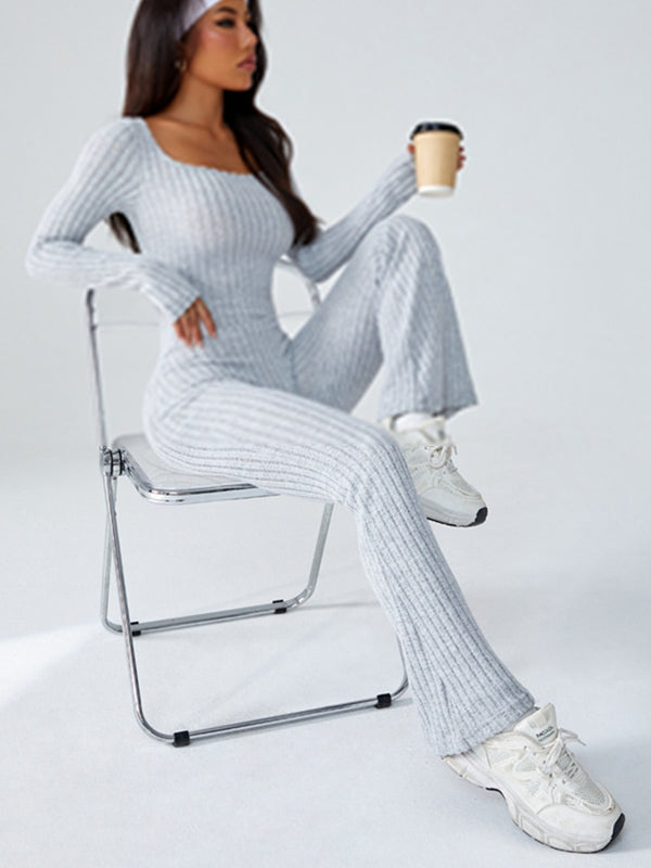 BUYCO Female Ribbed Flare Jumpsuit