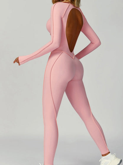 BUYCO Female Heart Backless Long Sleeves Jumpsuit