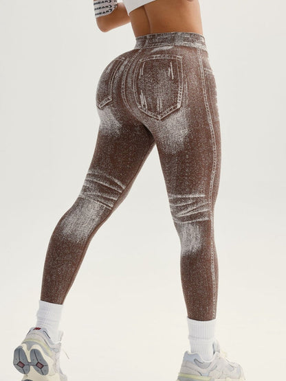 BUYCO Female Denim Pocket Hollow Out Leggings
