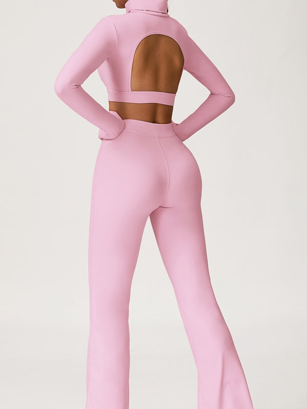 BUYCO Female Backless Stand Collar Flare Tracksuit