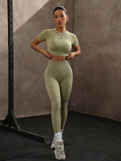 BUYCO Female Ribbed Ruched Back High-waisted Tracksuit