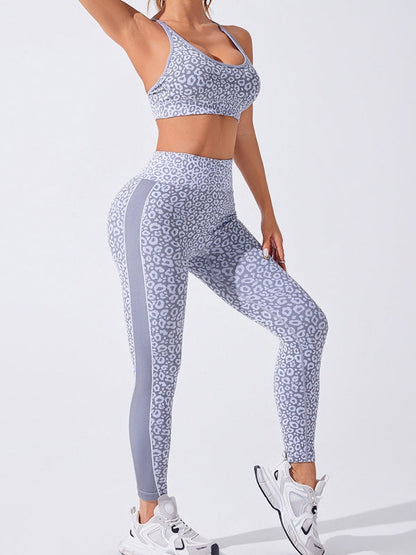 BUYCO Female Leopard Print Cross Back Tracksuit