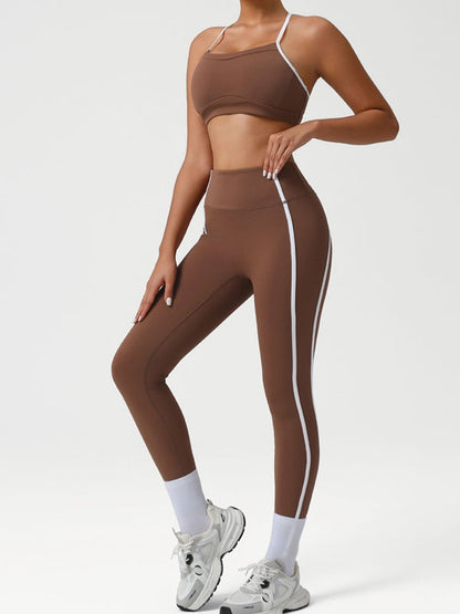 BUYCO Female Contrast Color Stripes Cross Back Tracksuit