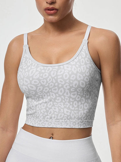 BUYCO Female Backless Leopard Print Sports Bras