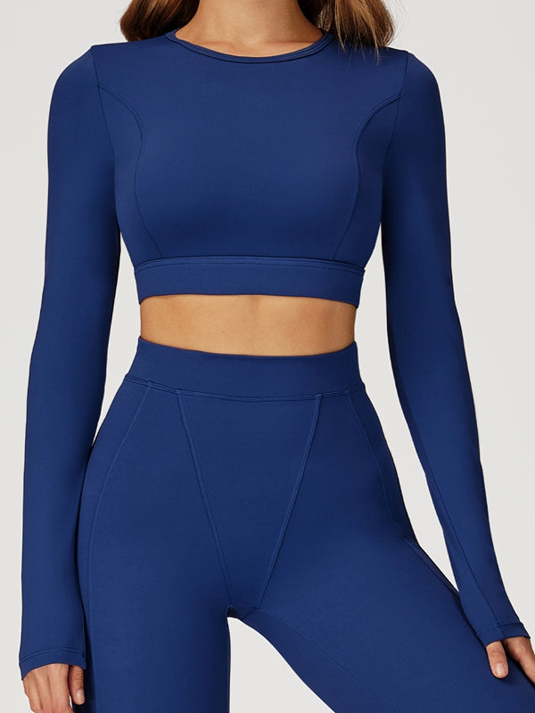 BUYCO Female Round Collar Cropped Long Sleeves