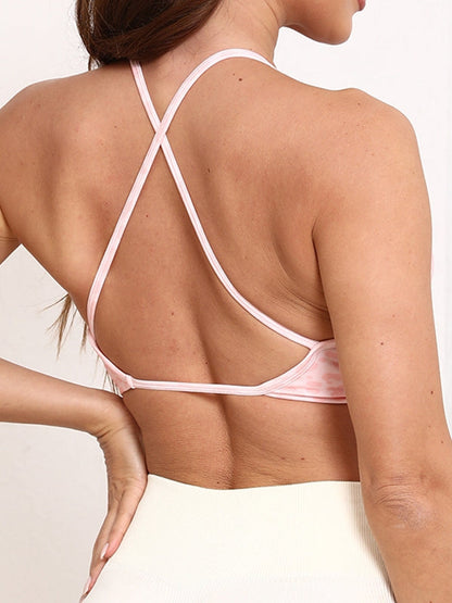 BUYCO Female Leopard Print Cross Back Sports Bras