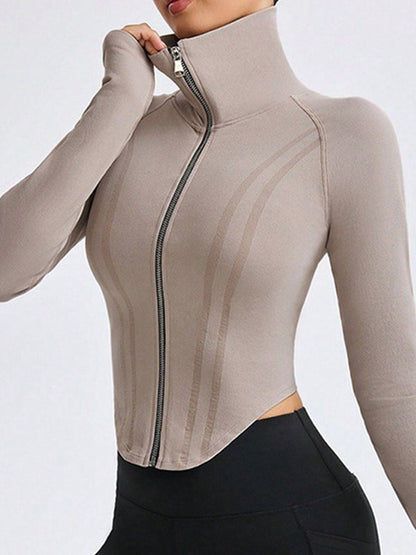 BUYCO Female Basic Zipper Lapel Collar Jacket