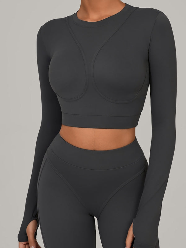 BUYCO Female Gather-breasts Thumbhole Long Sleeves