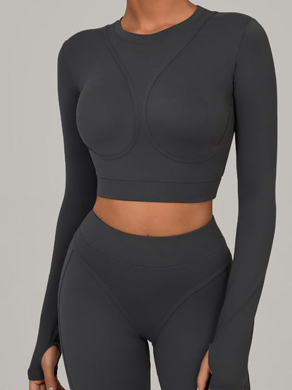 BUYCO Female Gather-breasts Thumbhole Long Sleeves