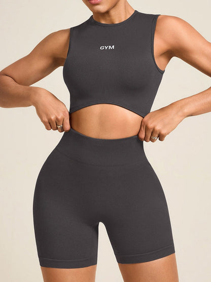 BUYCO Female Seamless Hip-lift Ruched Back Short Tracksuit