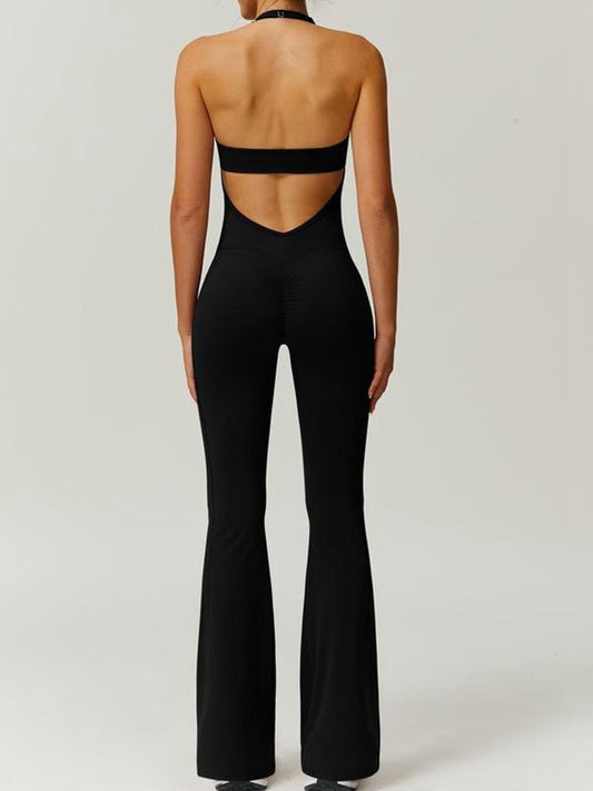 BUYCO Female Backless Flare Halter Jumpsuit