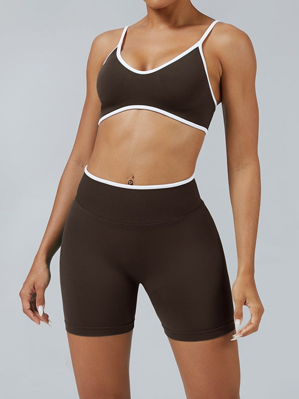 BUYCO Female Stripes Seamless High-rise Short Tracksuit