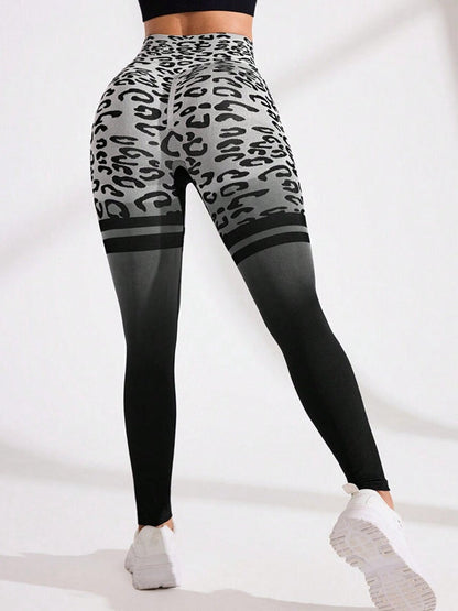 BUYCO Female Leopard Print Ombre High-rise Leggings