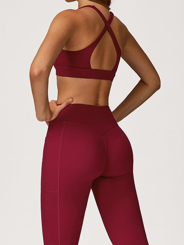 BUYCO Female V Collar Cross Back V shape-waist Tracksuit