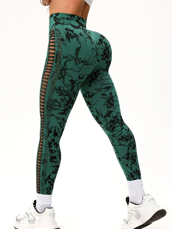 BUYCO Female Modern Tie-dye Hollow Out Modern Fit Leggings