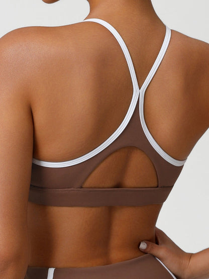BUYCO Female Contrast Color Stripes Cutout Sports Bras